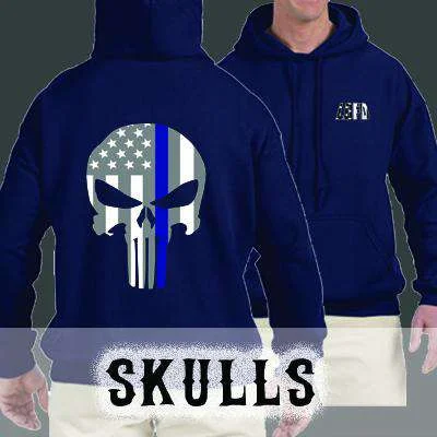 Custom Skull Design, Firefighter Midweight Hoodie