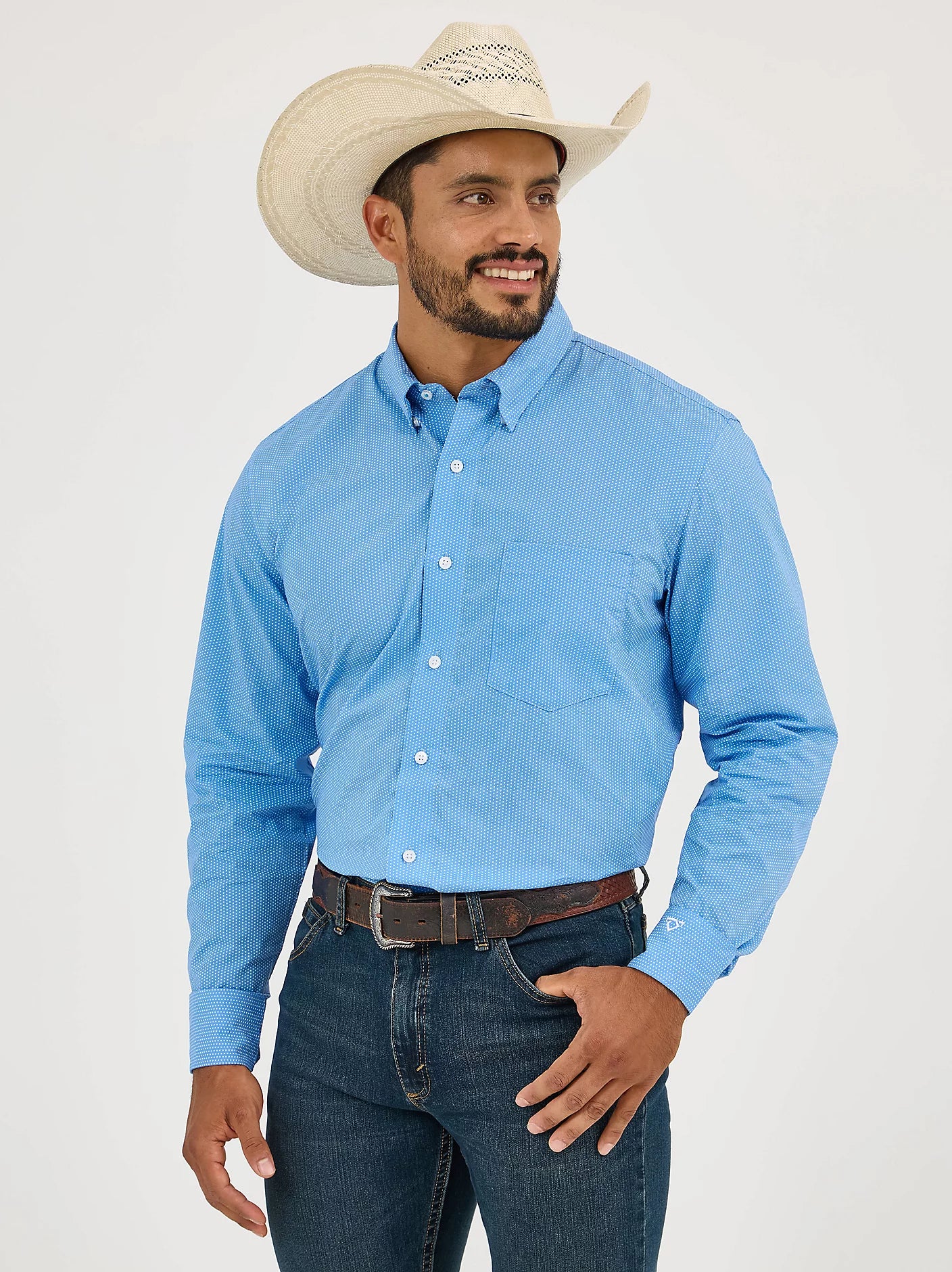 Wrangler Cody Johnson Blue Dot One Pocket Button Down Shirt