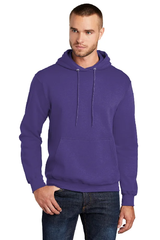 Port & Company Mens Core Pill Resistant Fleece Hooded Sweatshirt Hoodie w/ Pouch Pocket - Purple