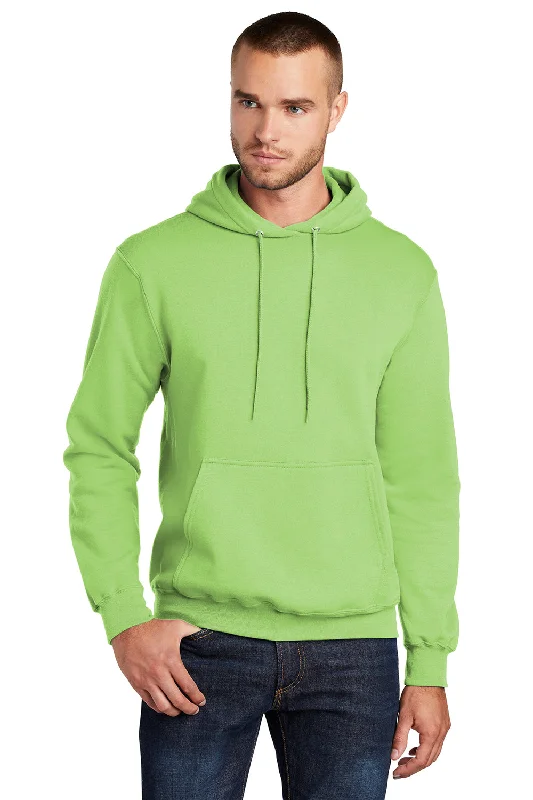 Port & Company Mens Core Pill Resistant Fleece Hooded Sweatshirt Hoodie w/ Pouch Pocket - Lime Green