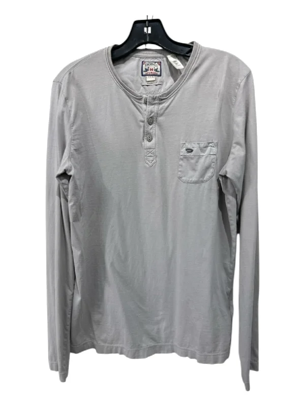 Diesel Size XL Gray Cotton Blend Solid Henley Men's Long Sleeve Shirt