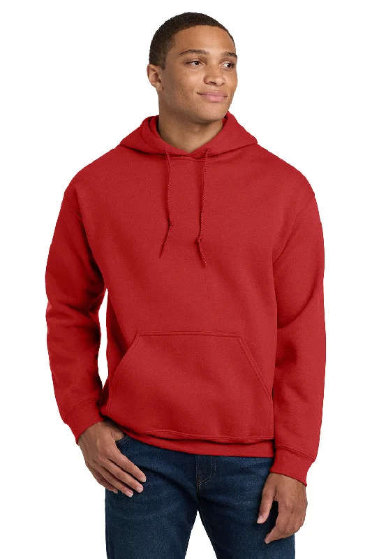 Gildan Mens Pill Resistant Hooded Sweatshirt Hoodie w/ Pouch Pocket - Red