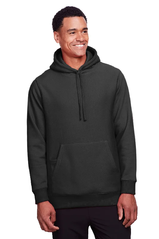 Team 365 Mens Zone HydroSport Fleece Water Resistant Hooded Sweatshirt Hoodie w/ Pouch Pocket - Black