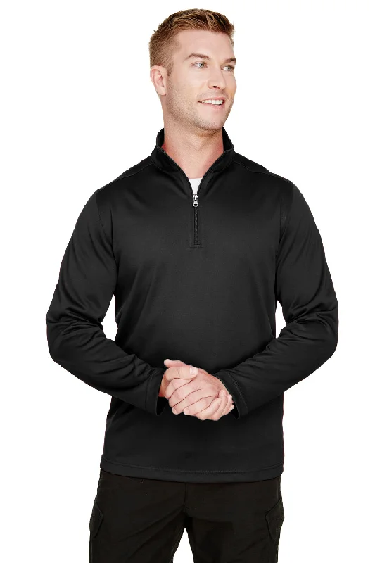 Harriton Mens Advantage Performance Moisture Wicking 1/4 Zip Sweatshirt - Black