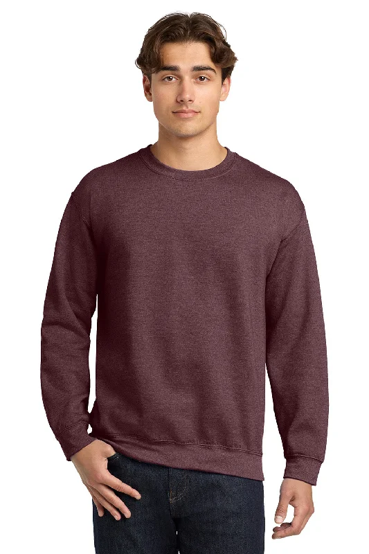 Gildan Mens Pill Resistant Fleece Crewneck Sweatshirt - Heather Dark Maroon