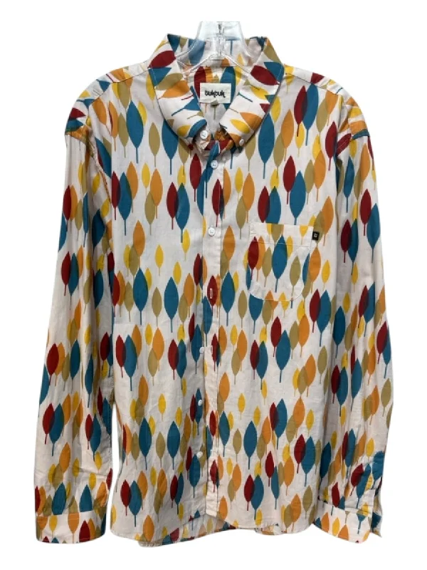 Tuk Tuk Size 4 Beige & Multi Color Cotton Blend Abstract Men's Long Sleeve Shirt