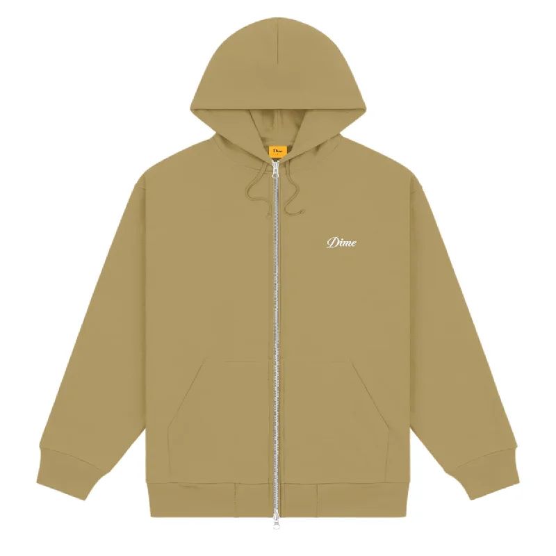 Dime Cursive Zip Hoodie - Oak