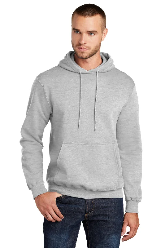 Port & Company Mens Core Pill Resistant Fleece Hooded Sweatshirt Hoodie w/ Pouch Pocket - Ash Grey