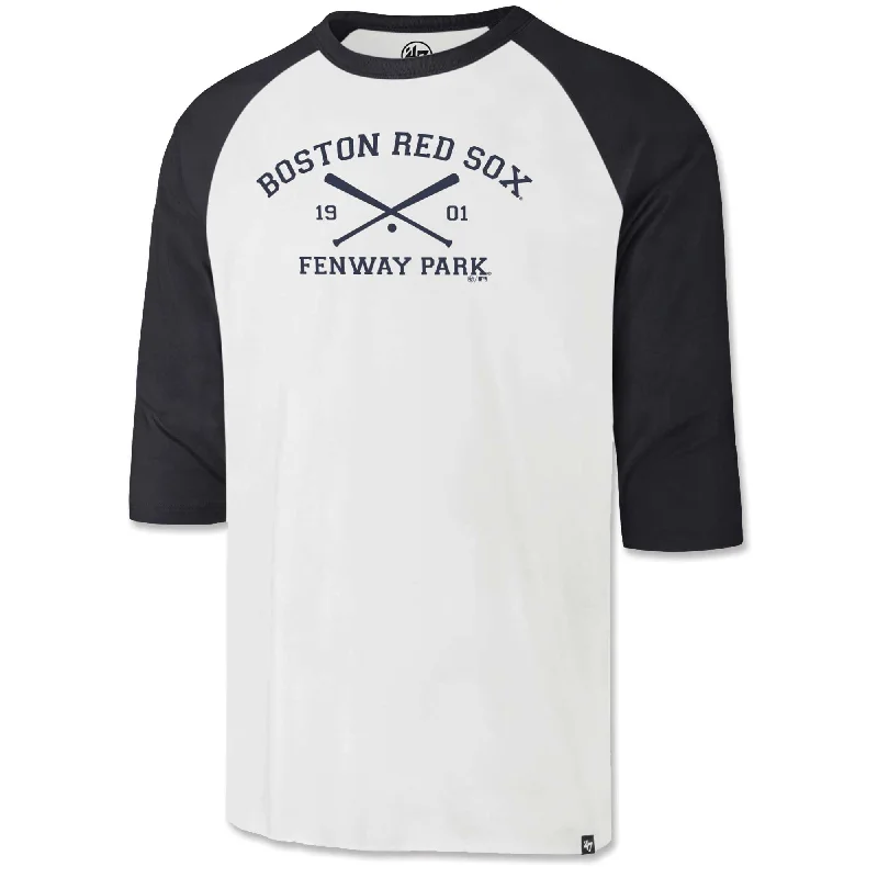 47 3/4 Sleeve Baseball T-Shirt - Cross Bats - White/Navy