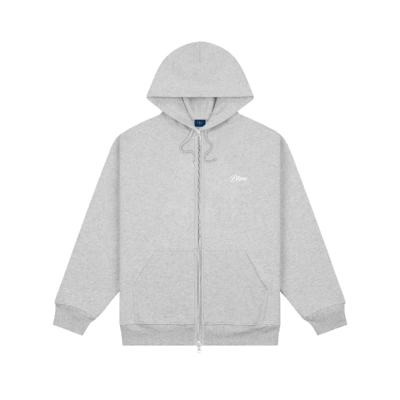 Dime Cursive Small Logo Zip-Hoodie - Heather Gray