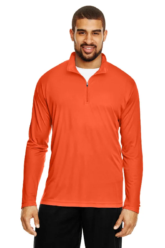 Team 365 Mens Zone Performance Moisture Wicking 1/4 Zip Sweatshirt - Orange