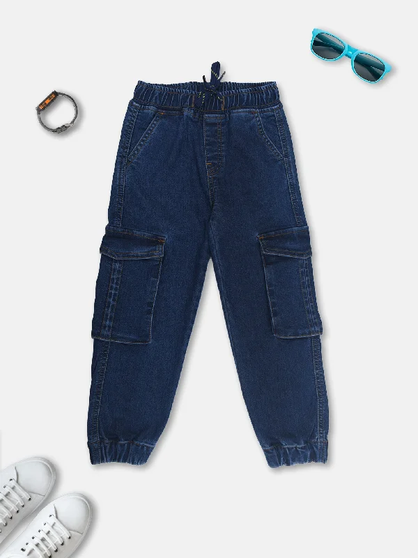 Boys Full Length Denim Jogger With Cargo Pocket