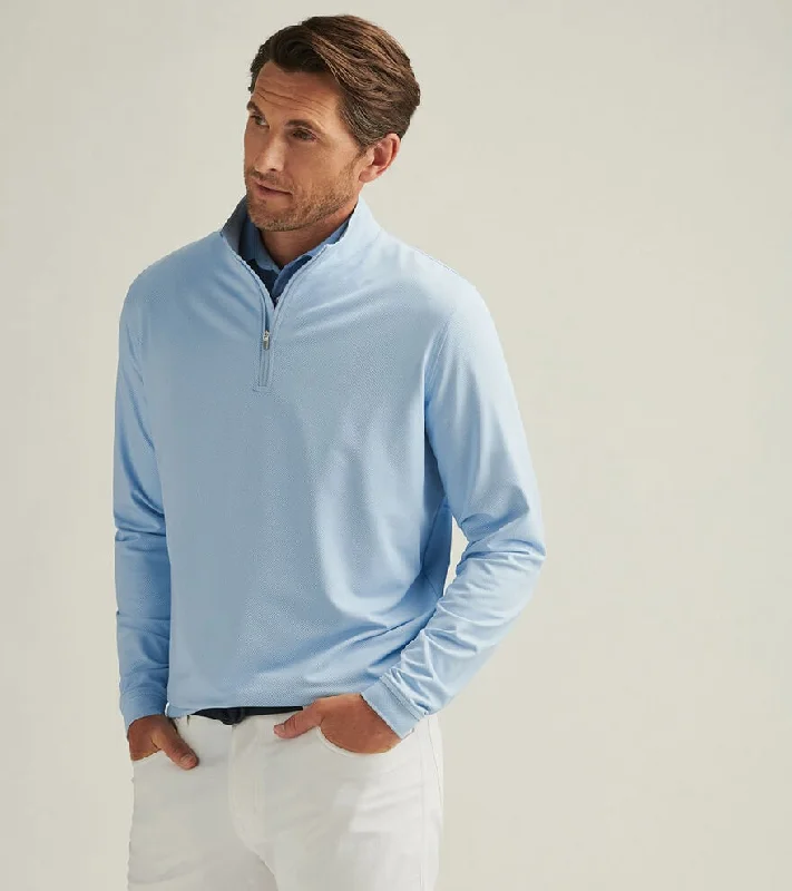 Peter Millar Men's Perth Birdseye Performance 1/4 Zip Pullover Sweater - Pale Blue