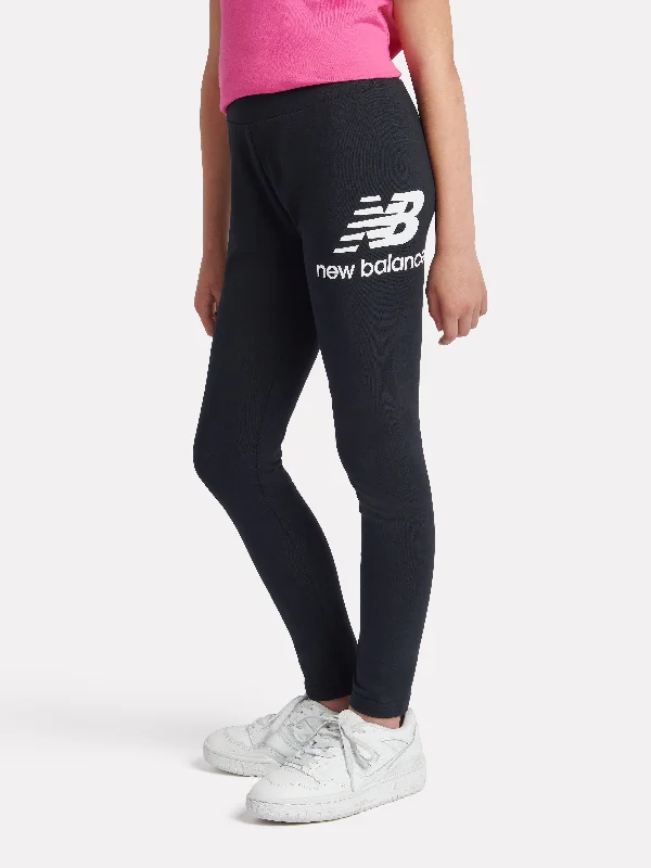 New Balance Girls Stacked Logo Leggings in Black