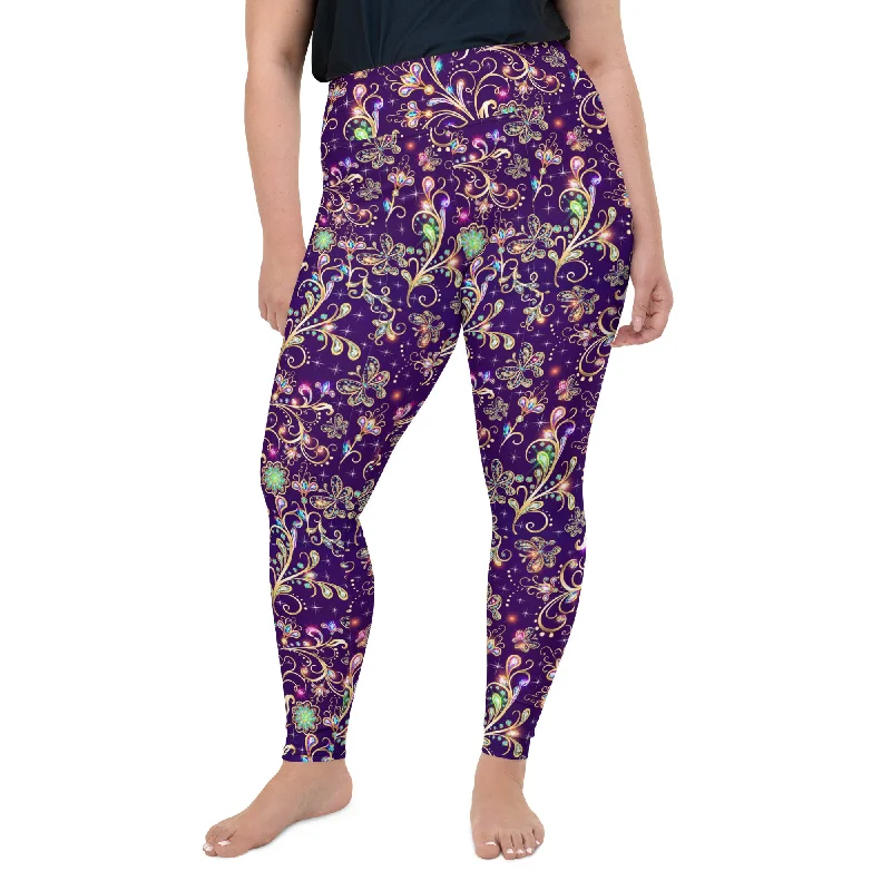 Gemstone Butterfly Sparkly Jewel Leggings | Plus Size