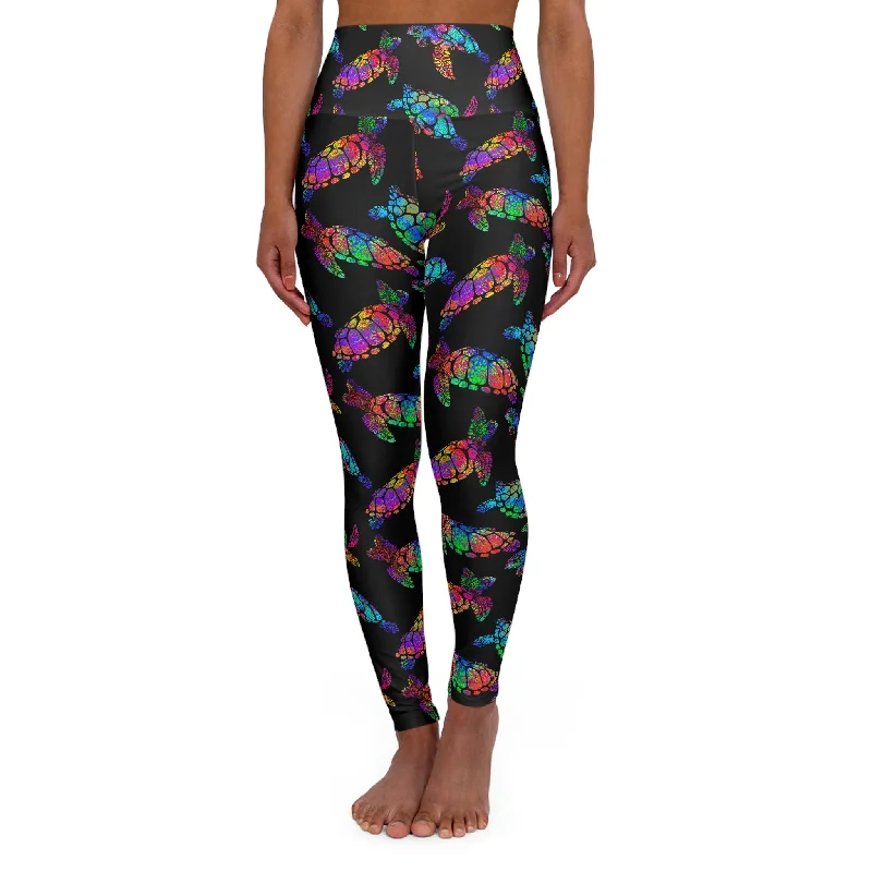 SHE REBEL - Neon Sea Turtle Yoga Leggings