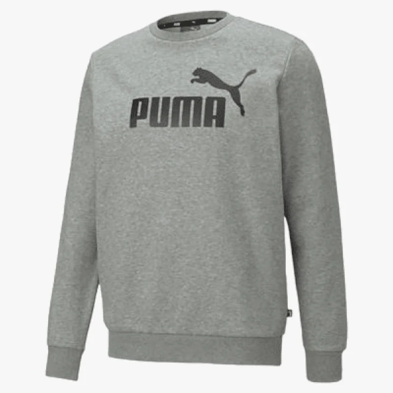 Puma Mens Ess Big Logo Fleece Sweater Med Grey Heather