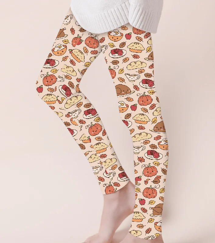 Fabulous Fall Gobble til you Wobble - Adult & Kids Casual Cloud Soft Yoga Band Leggings