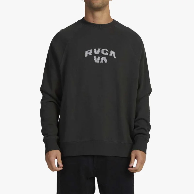 Rvca Mens Strange Times Raglan Crew Sweater Pirate Black