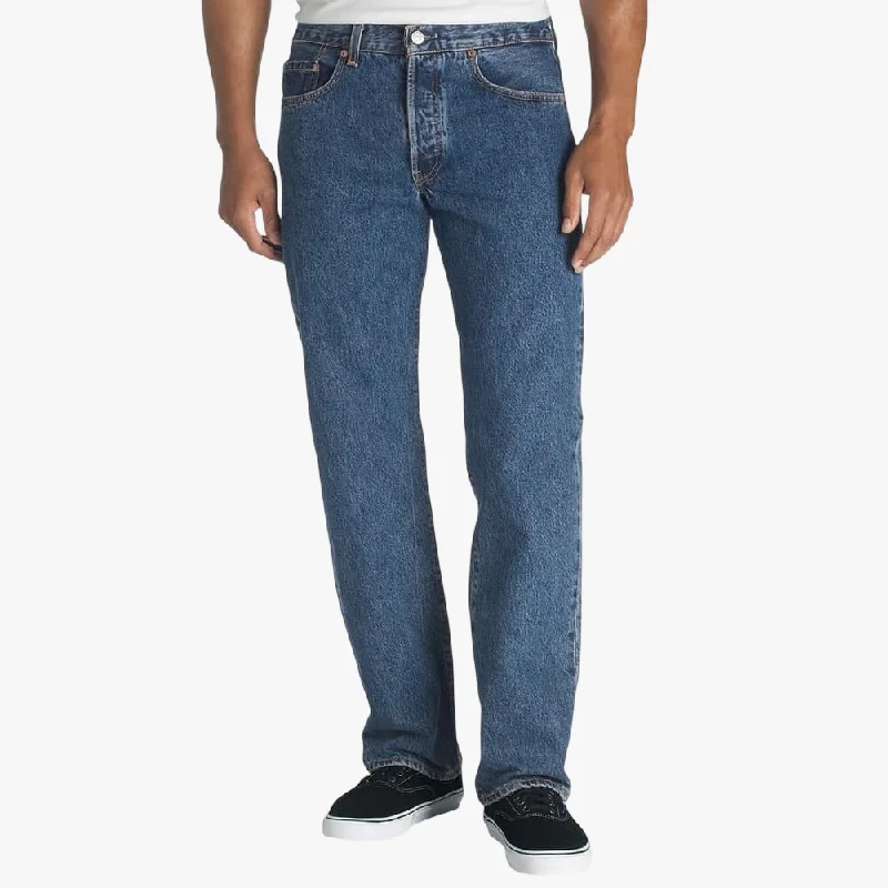 Levis Mens 501 Straight Leg Jean Medium Stonewash