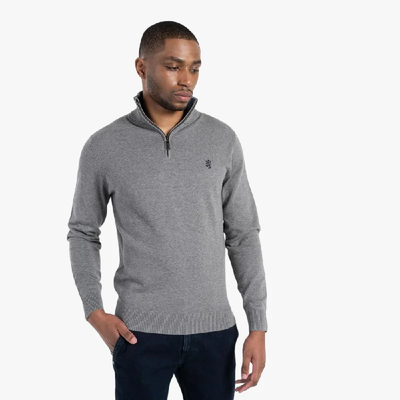 Pringle Mens Knitwear 1/4 Zip Sweater Grey