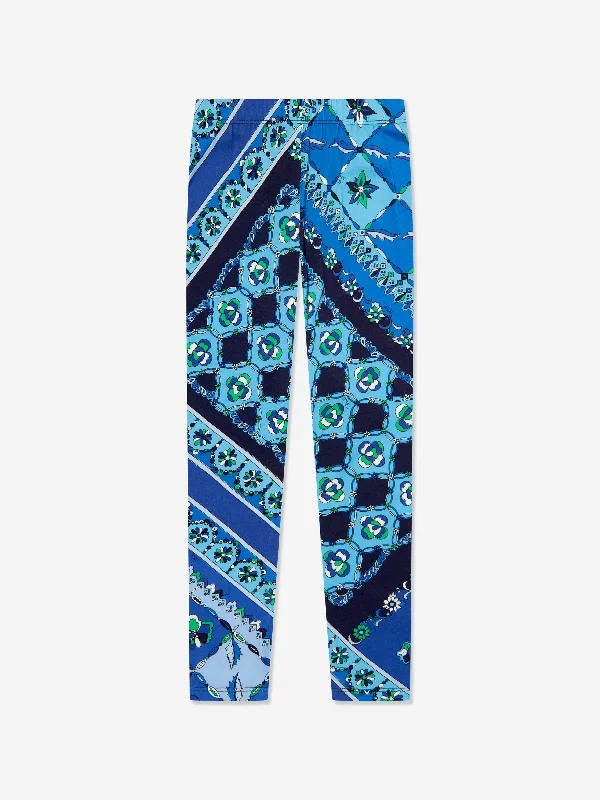 Girls Festa Print Leggings in Blue