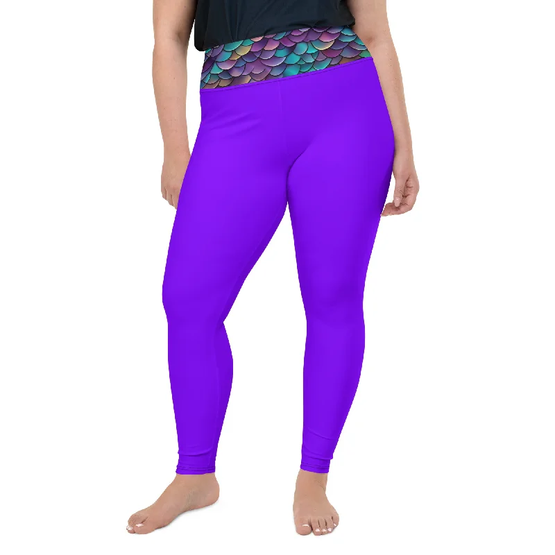 Dragon Scales Deep Purple Leggings | Plus Size