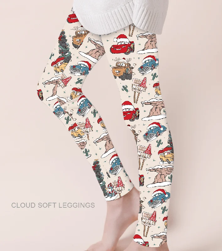 Merry & Bright Christmas Cars - Adult & Kids Casual Cloud Soft Yoga Band Leggings