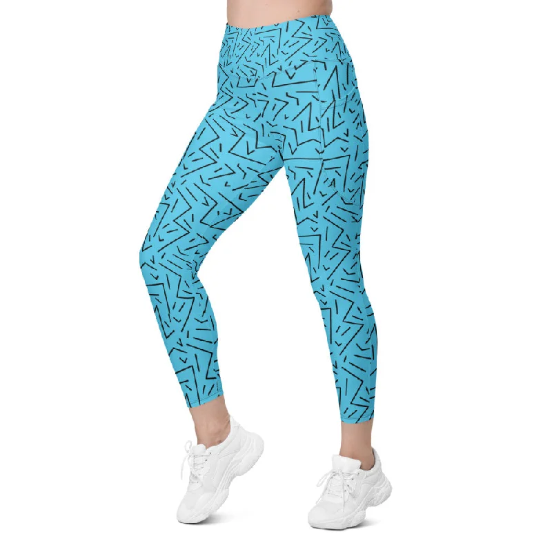 Aqua Black Line Leggings with Pockets