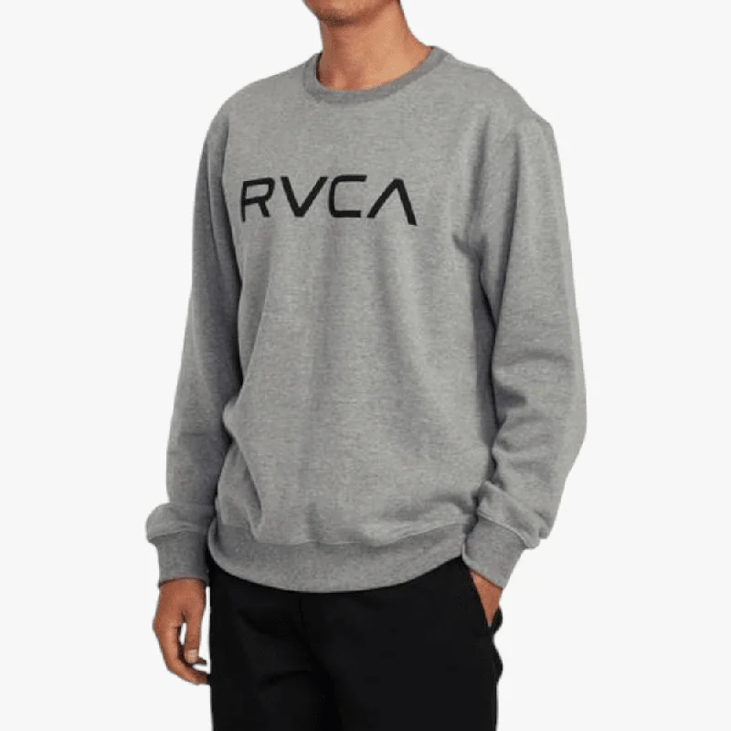 Rvca Mens Big Rvca Logo Crew Sweater Athletic Heather Grey