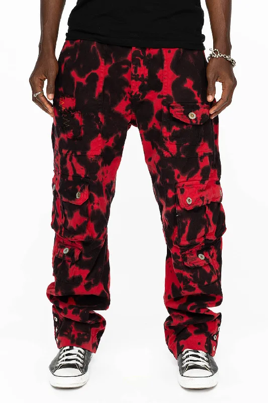 ORIGINAL ROBIN’S JEAN CALL OF DUTY CARGO PANTS IN BLACK/RED SPECIALTY WASH