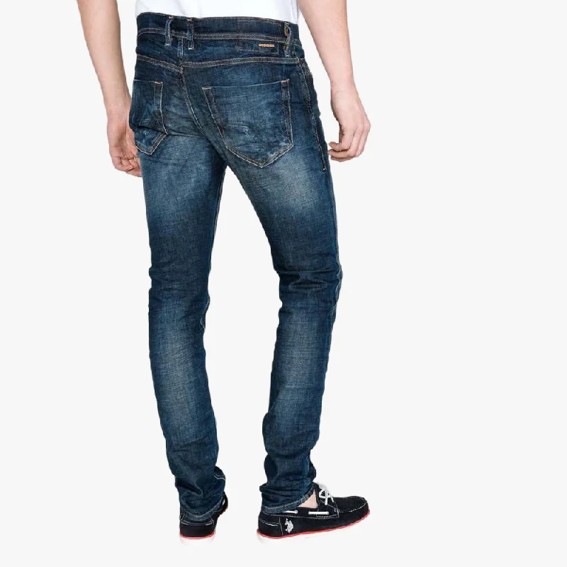 Diesel Mens Tepphar Slim-Carrot Stretch Jean Wash Indigo