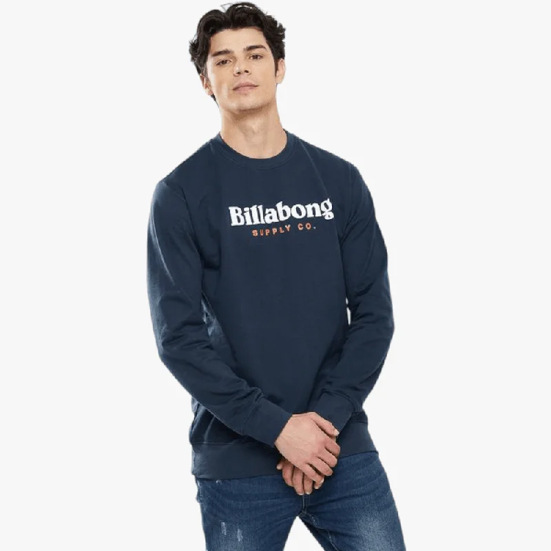 Billabong Mens Walled Word Pullover Crew Sweater Navy