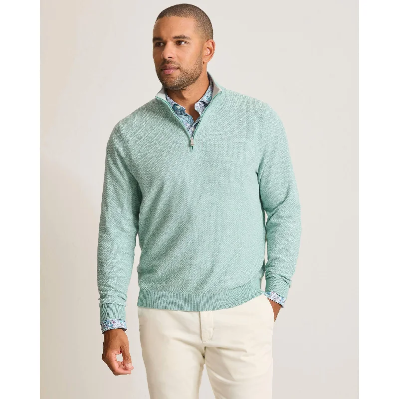 Tommy Bahama Men's IslandZone New Coolside Legend Half Zip Pullover Sweater - Aquifer Heather