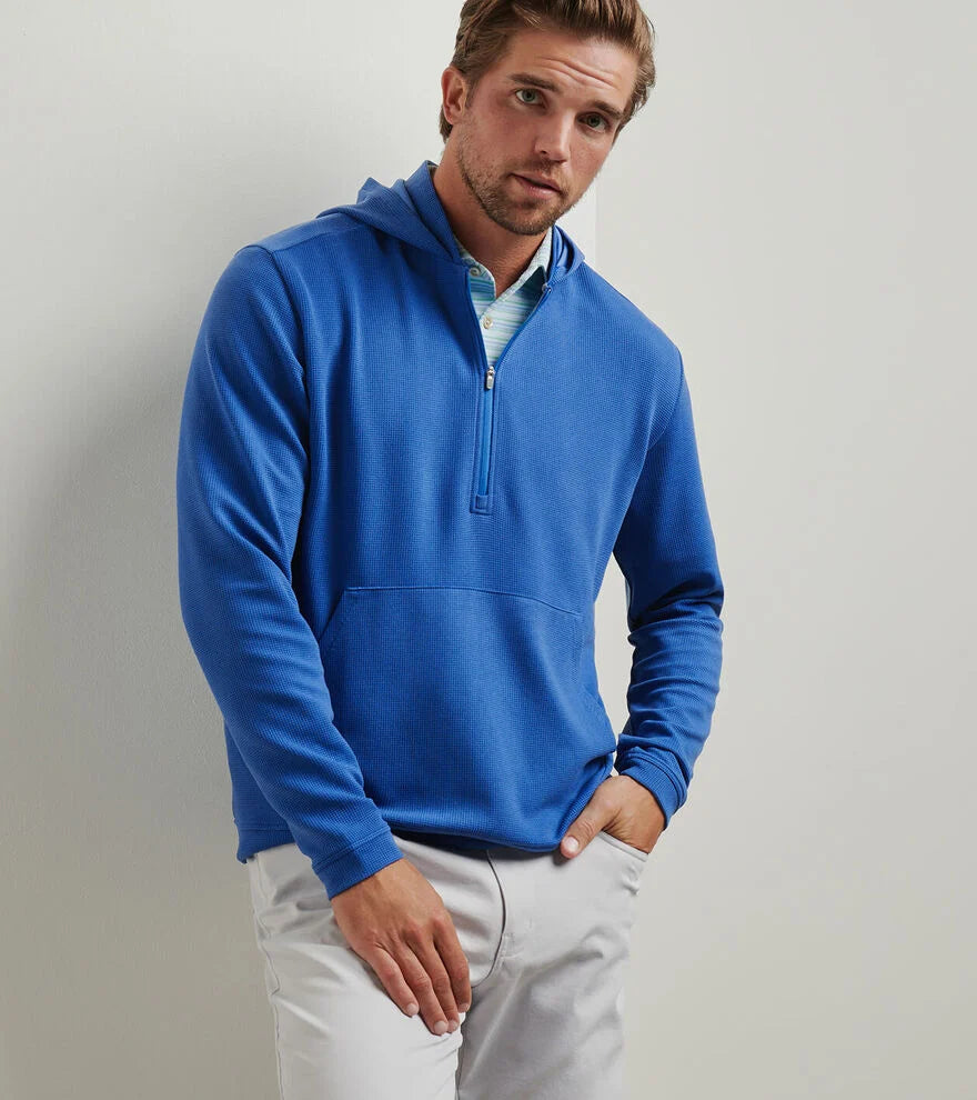 Peter Millar Men's Grid Performance Half-Zip Hoodie Sweatshirt - Sailor Blue