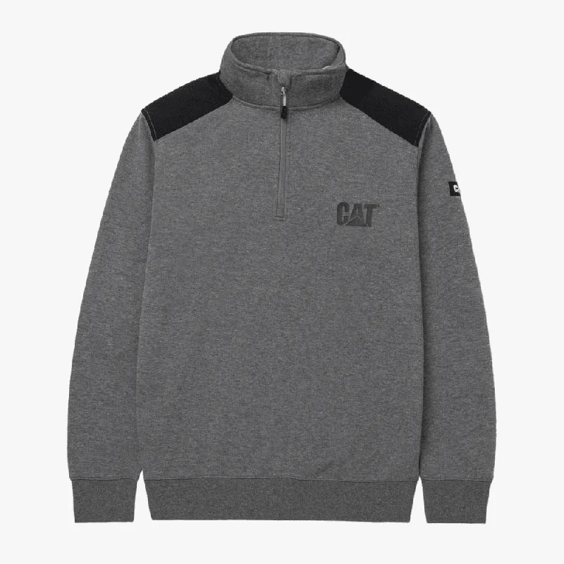 Caterpillar Mens 1/4 Zip Sweatshirt Dark Heather Grey