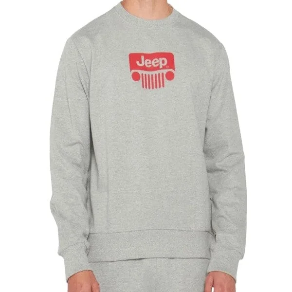 Jeep Mens Icon Crew Fleece Sweater Grey Mel