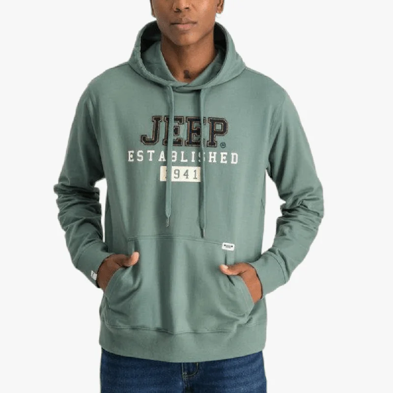 Jeep Mens Hooded Sweater Velvet Pine