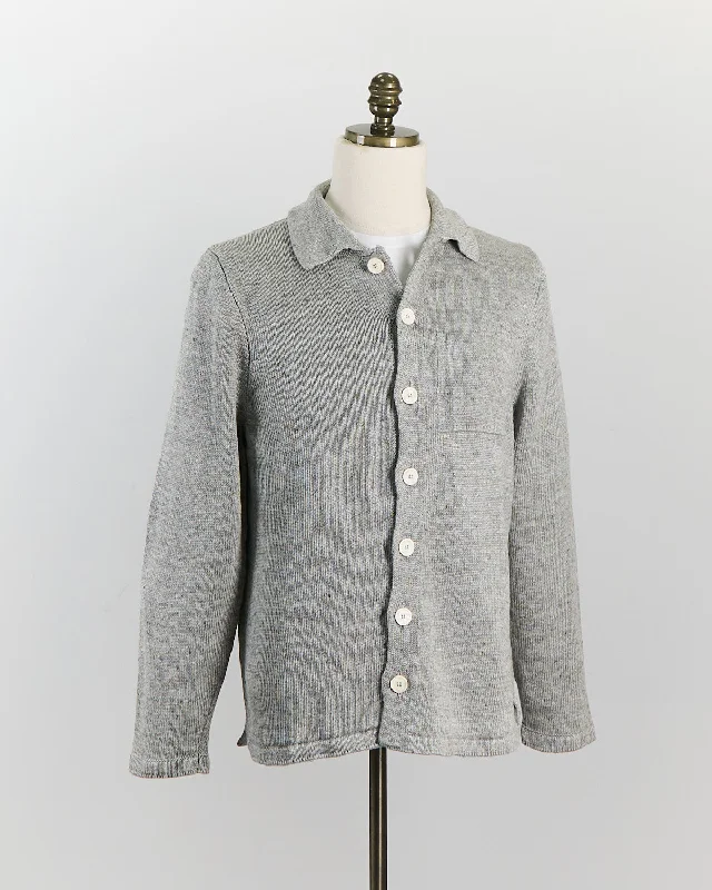 Signature 100% Washed Linen Light Grey Mix Shirt Jacket