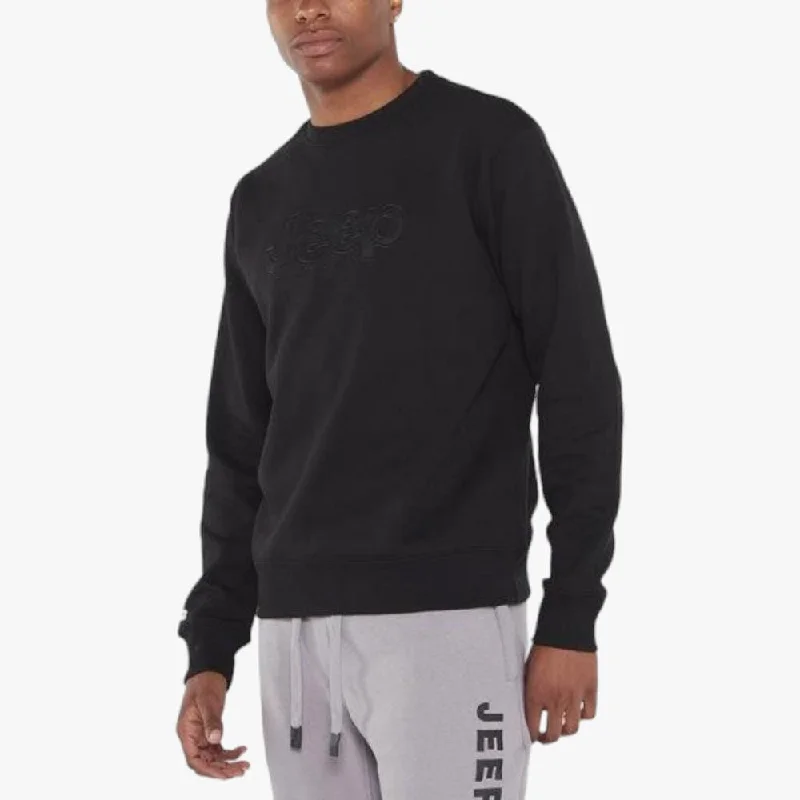 Jeep Mens Logo Appligue Crew Sweater Black