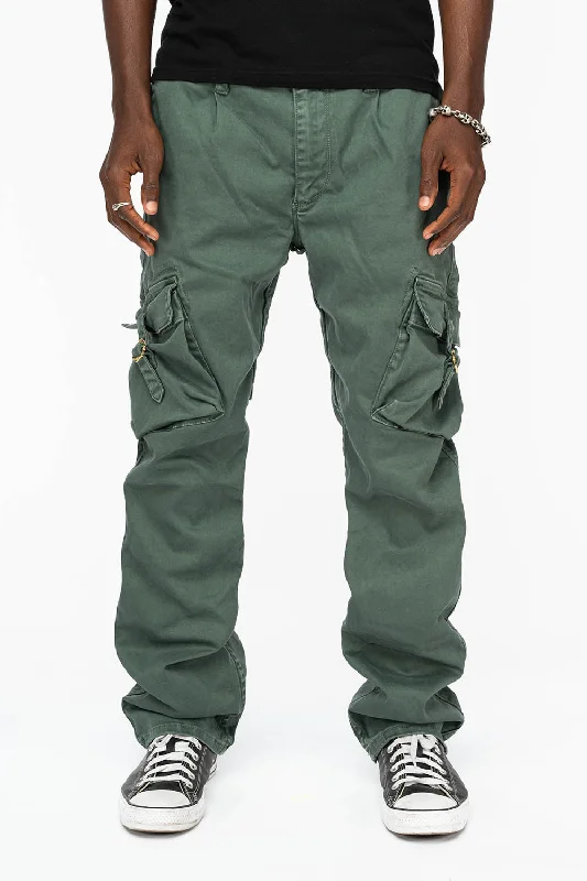 ROBINS NEW MILITARY STYLE CARGO PANTS IN FOREST WASH