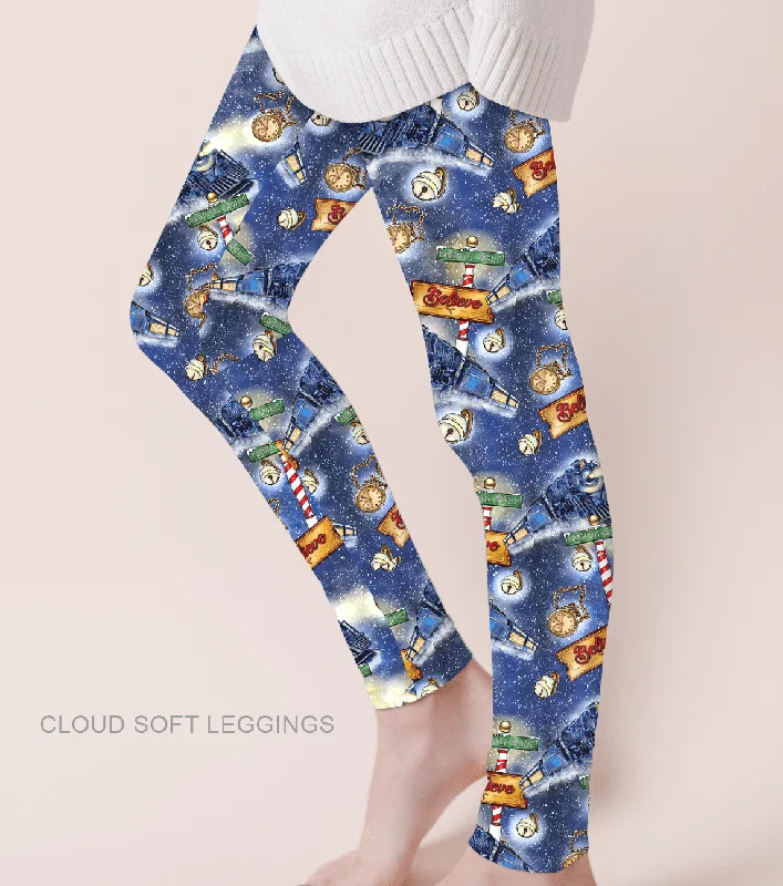 Merry & Bright Polar Express - Adult & Kids Casual Cloud Soft Yoga Band Leggings