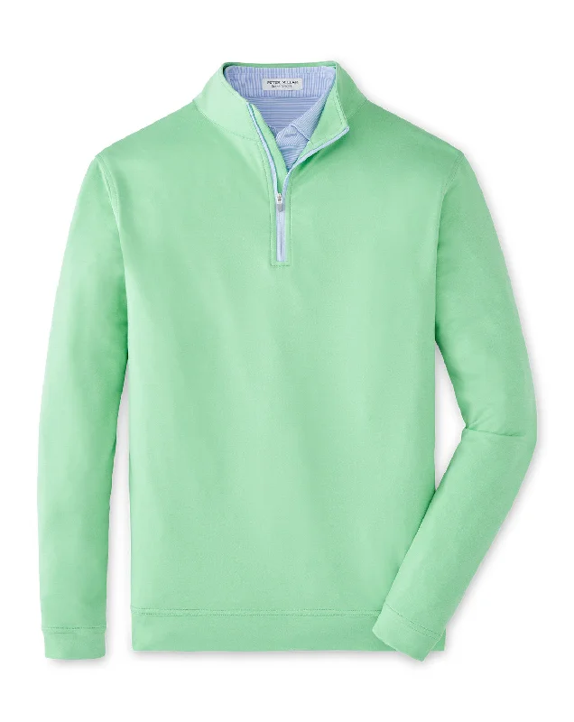 Peter Millar Men's Perth Mélange Performance 1/4 Zip Pullover Sweater - Pear Tart