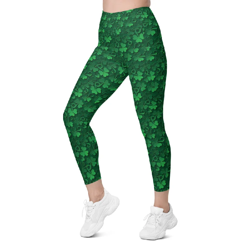 Irish 3D Shamrocks Leggings with Pockets