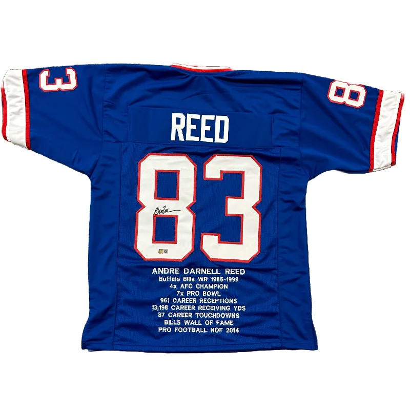 Andre Reed Signed Custom STAT Football Jersey