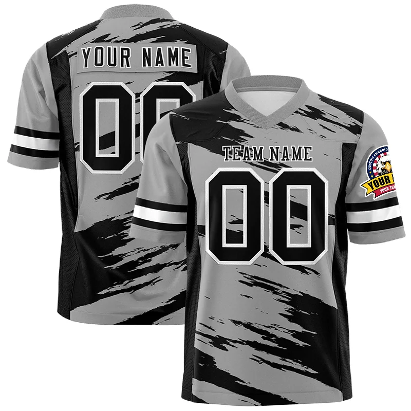 Custom Gray Black Personalized Scratch Pattern Design Authentic Football Jersey