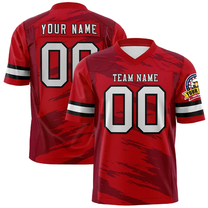 Custom Red Crimson Personalized Scratch Pattern Design Authentic Football Jersey