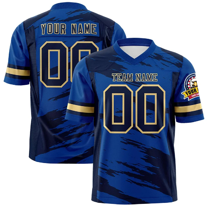 Custom Royal Navy Personalized Scratch Pattern Design Authentic Football Jersey