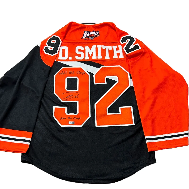 Dhane Smith Signed Buffalo Bandits ProJoy Jersey with 2023 and 2024 NLL Champs