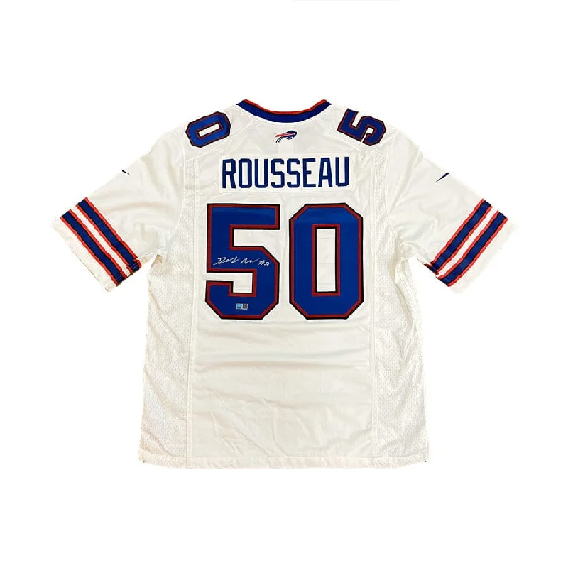 Greg Rousseau Signed Buffalo Bills White Nike Authentic Stitched Jersey